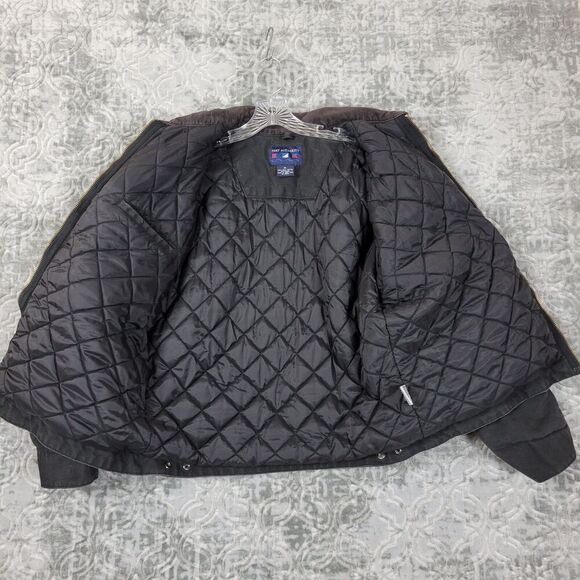 Vintage Port Authority Work Jacket Men's XL Black Quilt Lined Heavyweight Logo - Picture 10 of 12